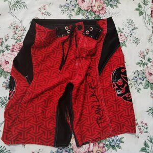 Mens TLF Apparel Shorts Pockets Red Black skills Sweat Shorts size 34 0257